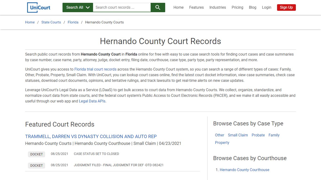 Hernando County Court Records | Florida | UniCourt